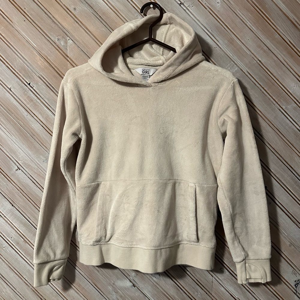 Athleta Girl Cream Sherpa Teddy Style Soft Cozy Youth Hoodie Sweater